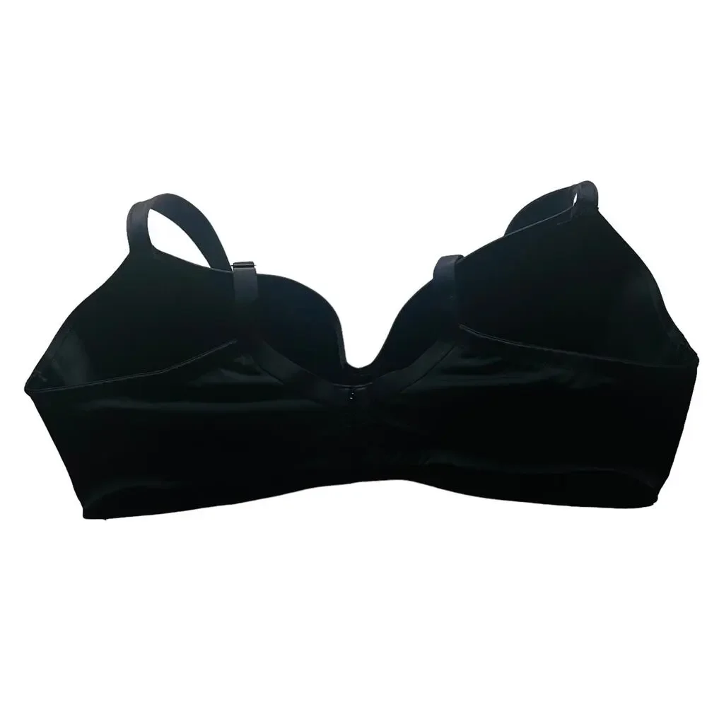 Cacique Lightly Lined T Shirt No Wire Bra Size 44DDD Black
